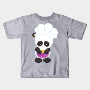 Cooking Panda, Baking Panda, Panda With Pie, Apron Kids T-Shirt